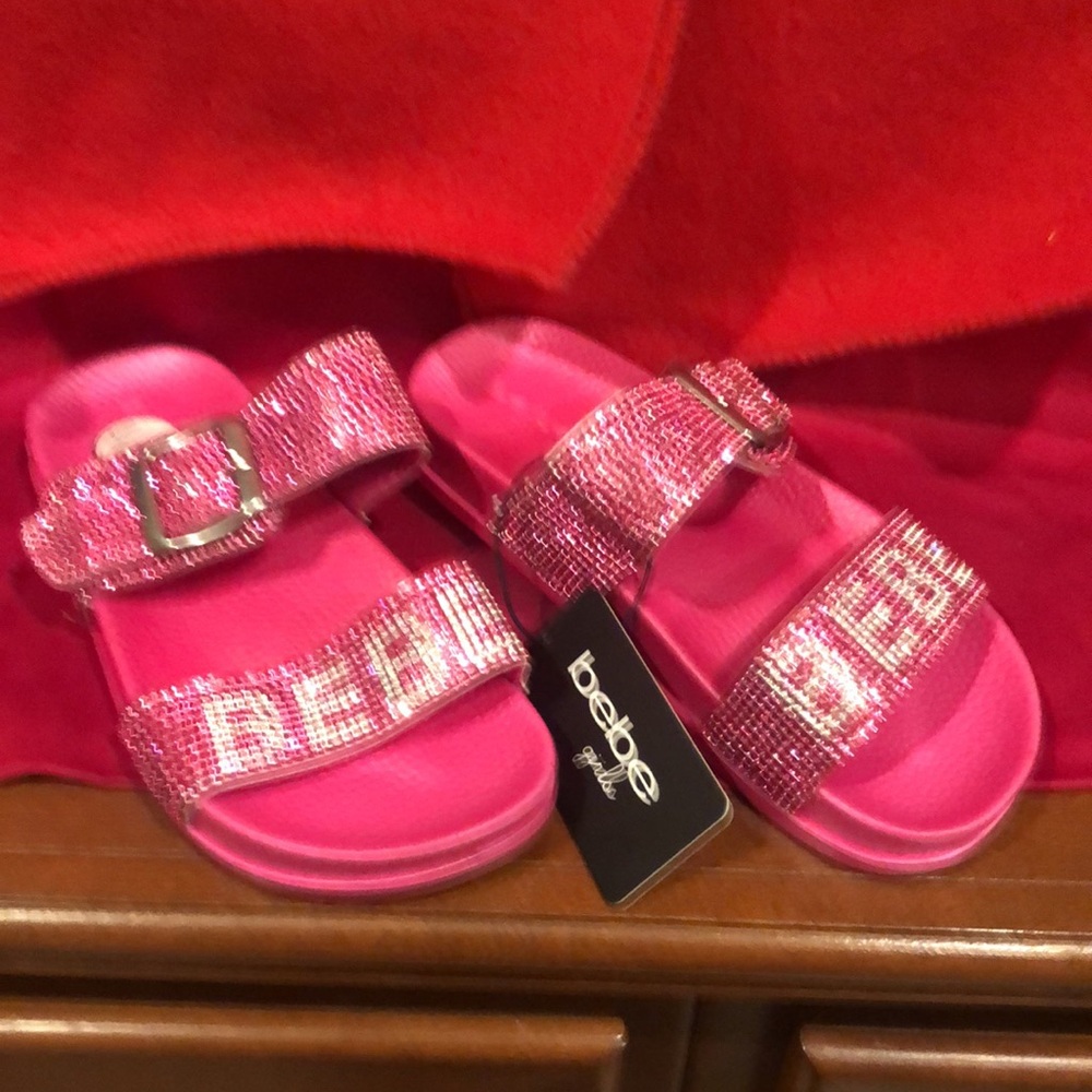Pink Rhinestone Slide Sandals - Picture 2 of 3